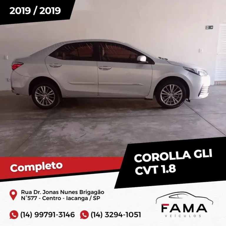 Toyota corolla 1.8 16v 4p Gli Automático 2019